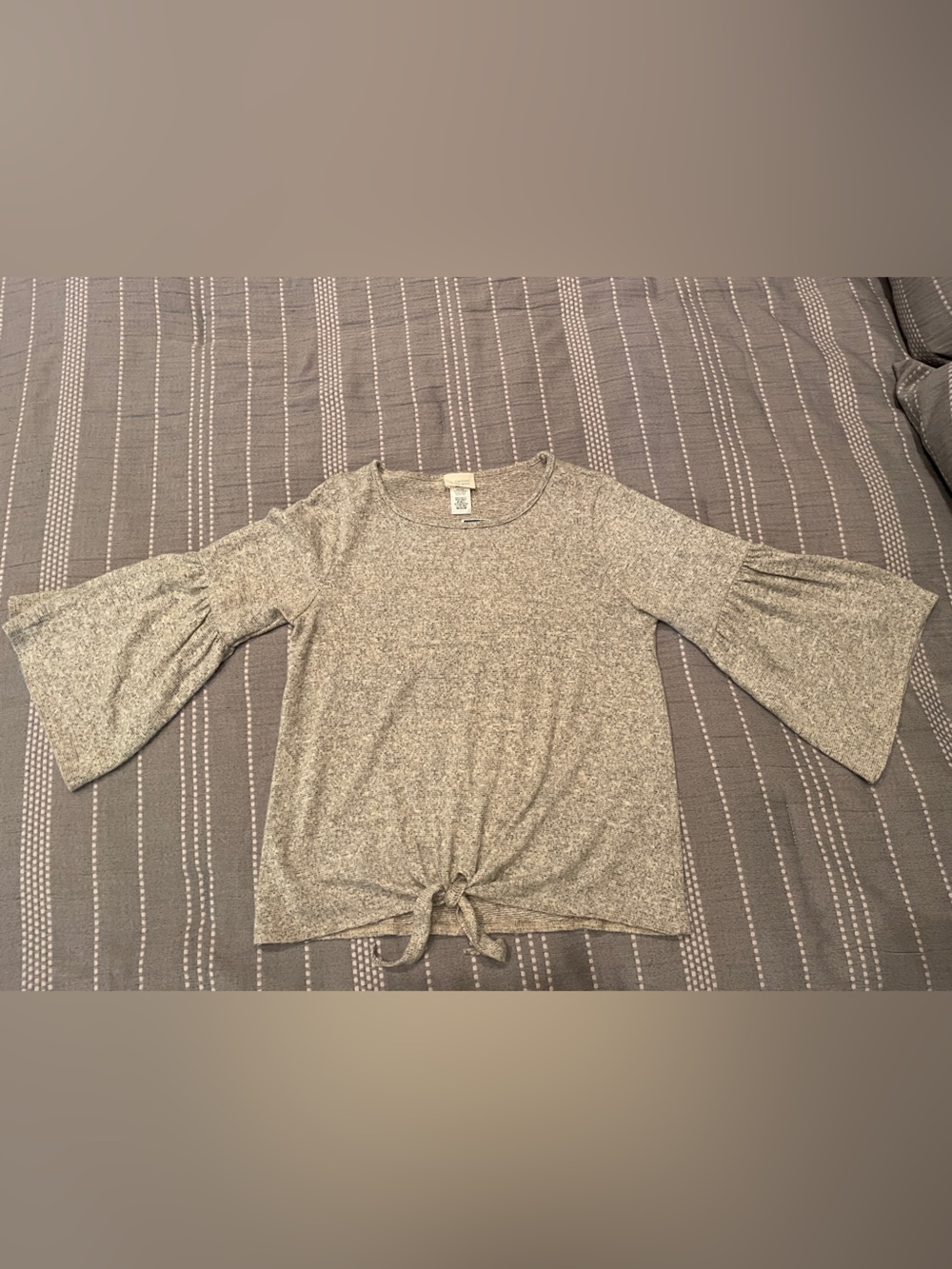 Caution To The Wind Heathered Greige Knit Top